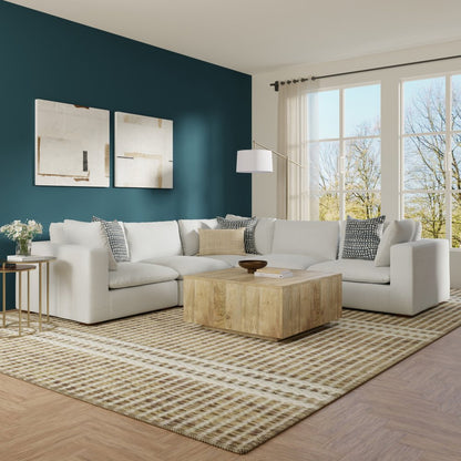 125" Gray Fabric Modular Sofa With Brown Legs
