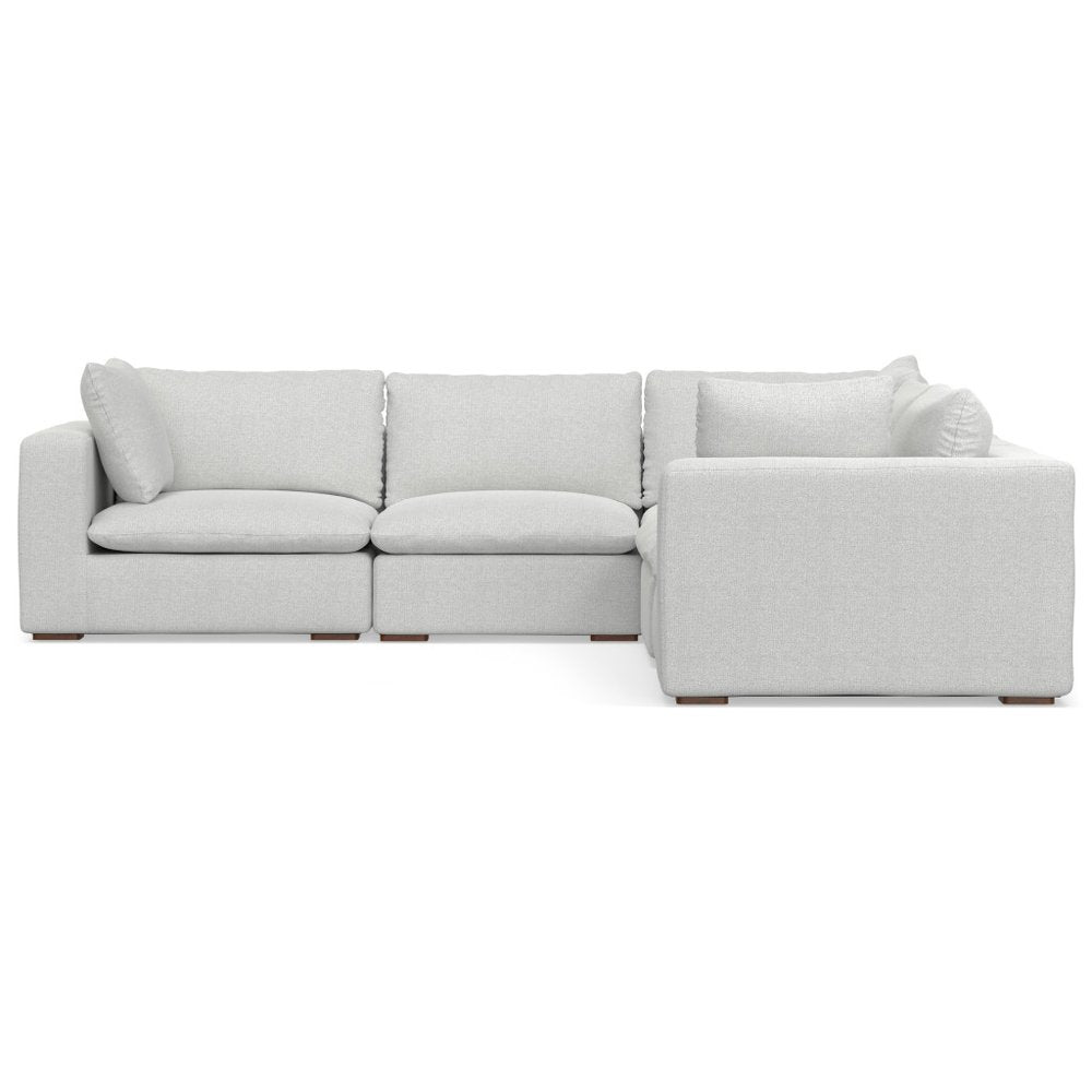 125" Gray Fabric Modular Sofa With Brown Legs