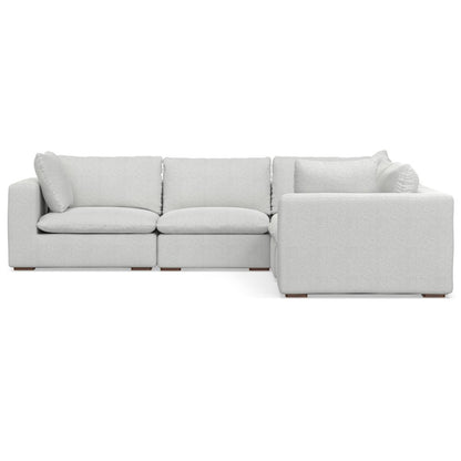 125" Gray Fabric Modular Sofa With Brown Legs