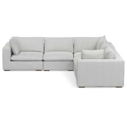 125" Gray Fabric Modular Sofa With Brown Legs