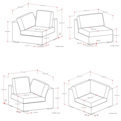 125" Gray Fabric Modular Sofa With Brown Legs