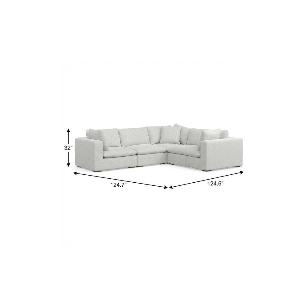 125" Gray Fabric Modular Sofa With Brown Legs