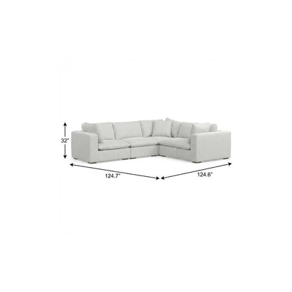 125" Gray Fabric Modular Sofa With Brown Legs