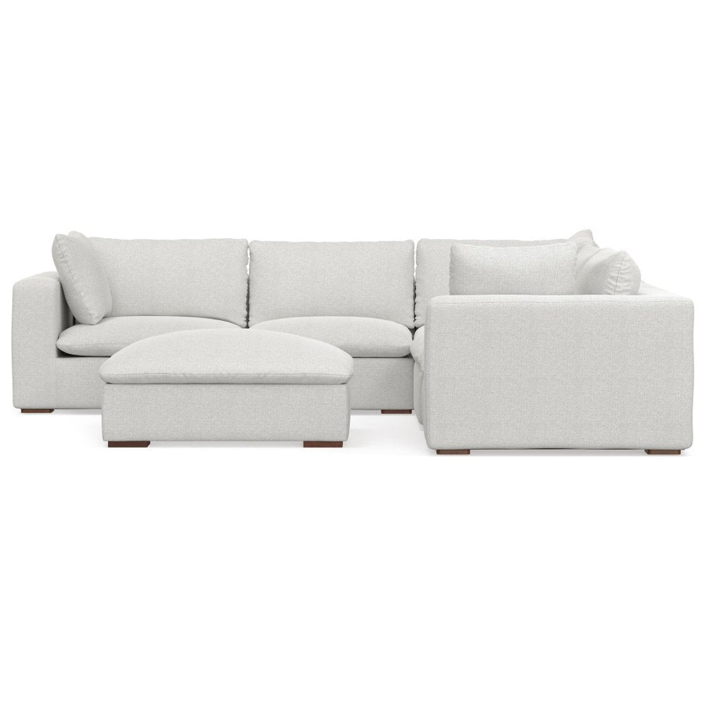 125" Gray Fabric Sofa With Ottoman With Brown Legs