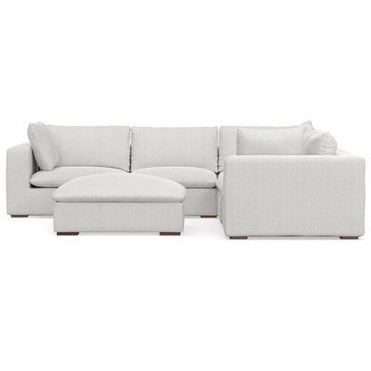 125" Gray Fabric Sofa With Ottoman With Brown Legs