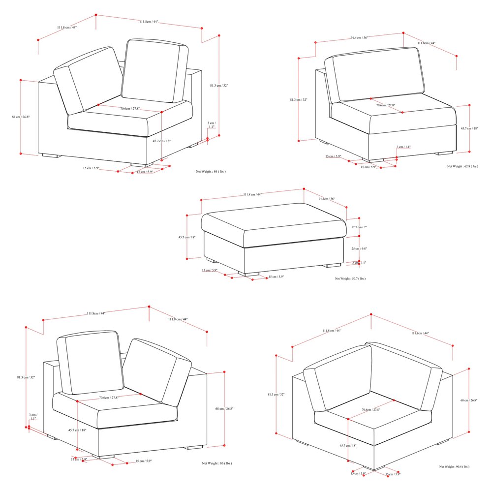 125" Gray Fabric Sofa With Ottoman With Brown Legs