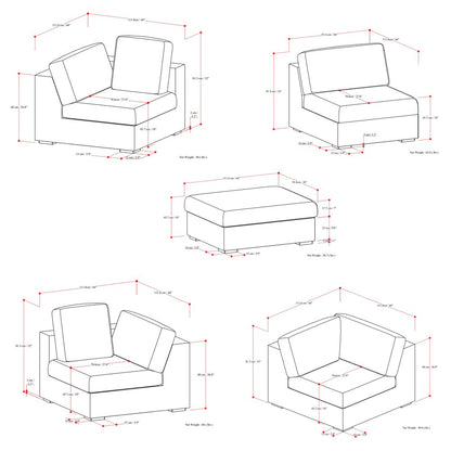 125" Gray Fabric Sofa With Ottoman With Brown Legs
