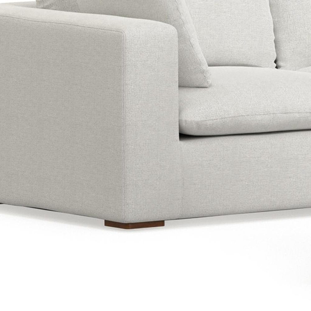125" Gray Fabric Sofa With Ottoman With Brown Legs