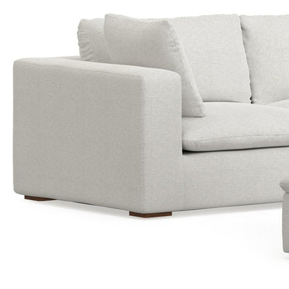125" Gray Fabric Sofa With Ottoman With Brown Legs