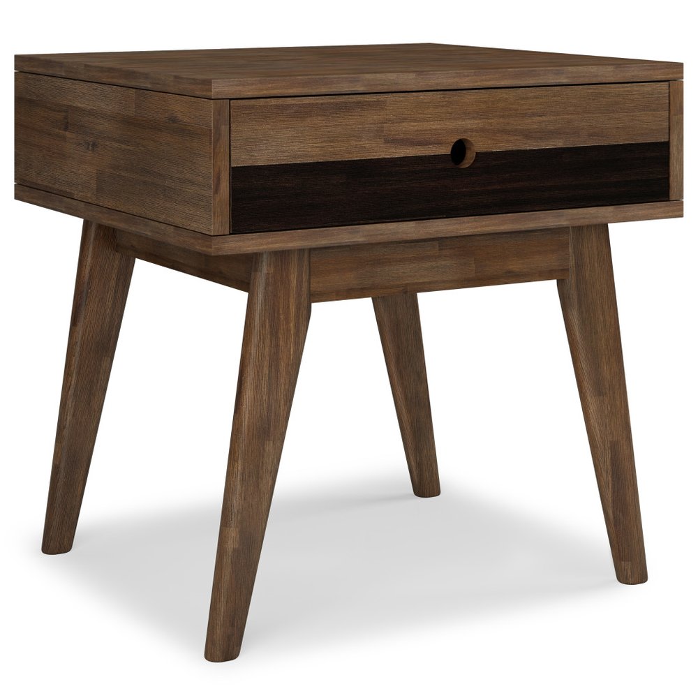22" Brown Wood End Table With Drawer