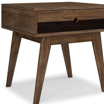 22" Brown Wood End Table With Drawer