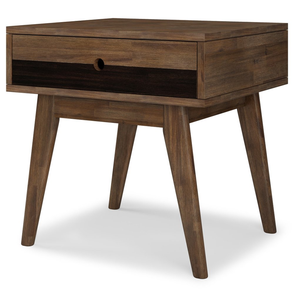 22" Brown Wood End Table With Drawer