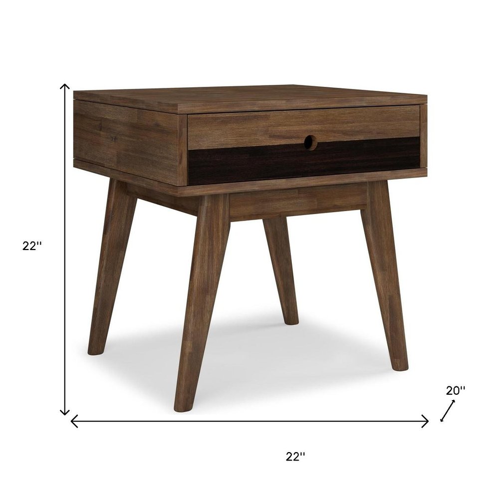22" Brown Wood End Table With Drawer