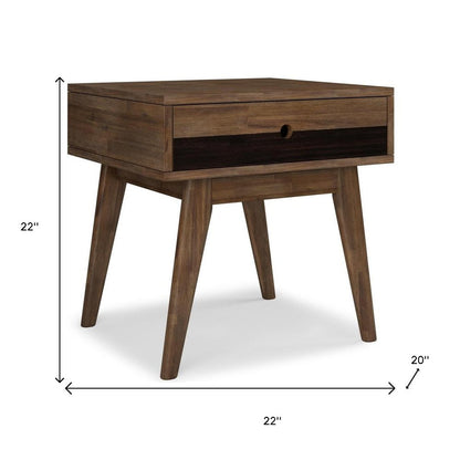 22" Brown Wood End Table With Drawer