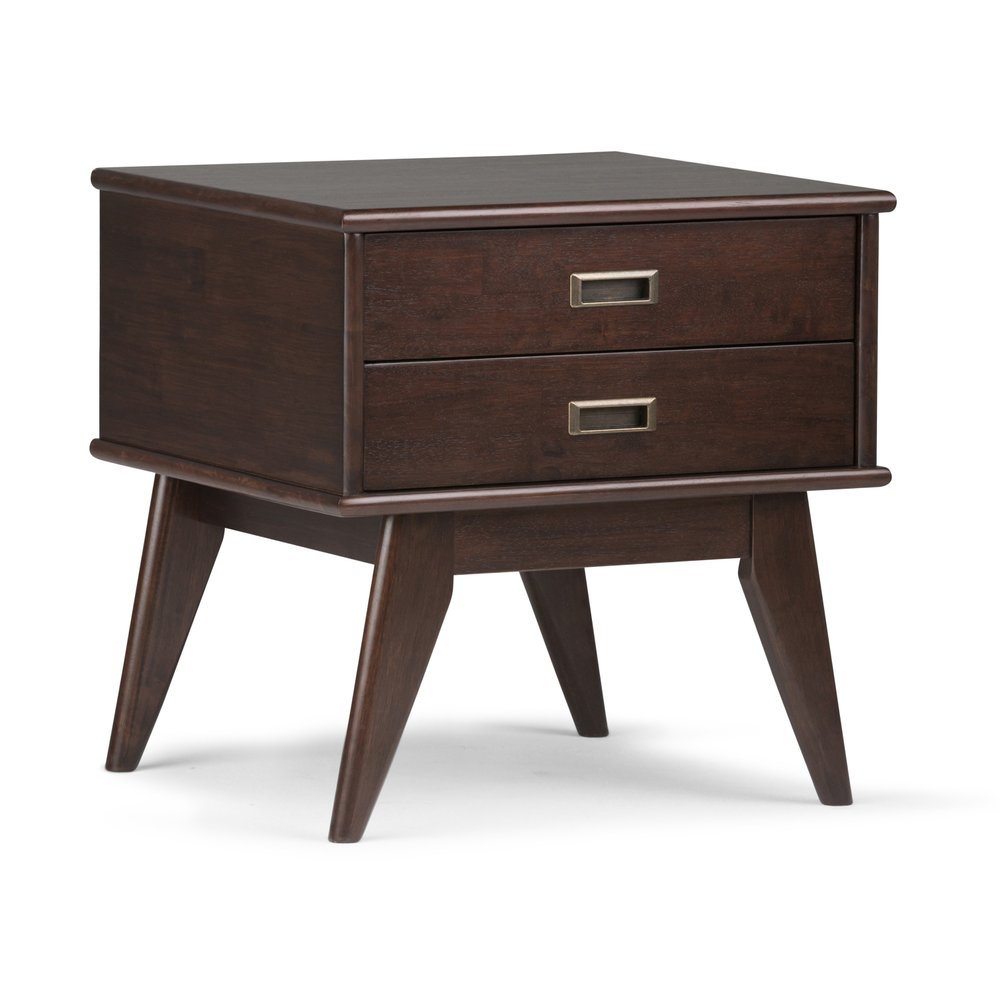 22" Brown Wood End Table With Two Drawers