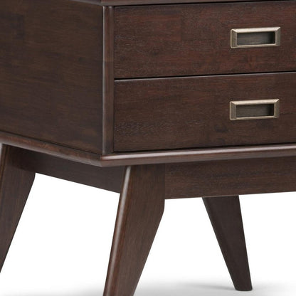 22" Brown Wood End Table With Two Drawers