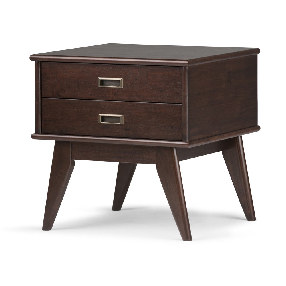 22" Brown Wood End Table With Two Drawers