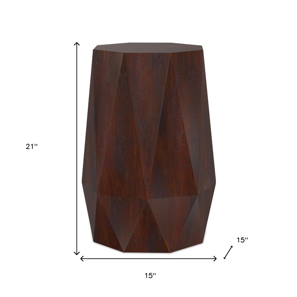 21" Brown Solid Wood Free Form End Table
