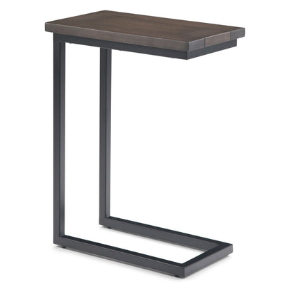 24" Walnut and Brown Solid Wood and Iron End Table