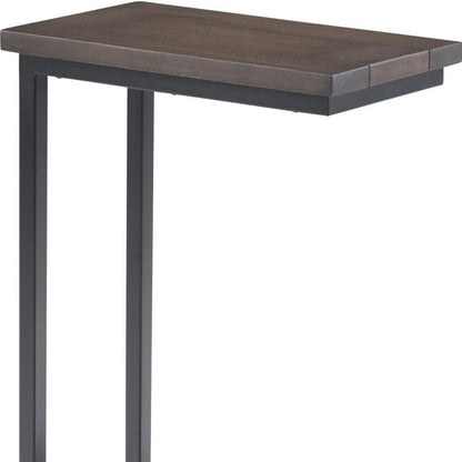 24" Walnut and Brown Solid Wood and Iron End Table