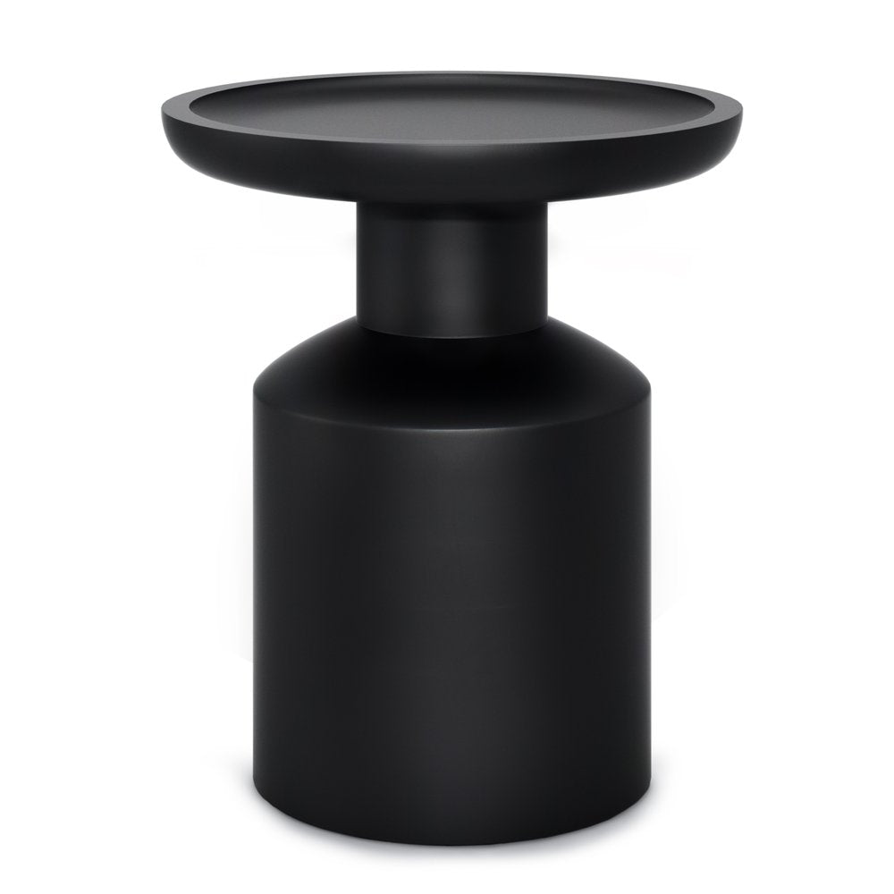 18" Black Solid Wood Round Pedestal End Table