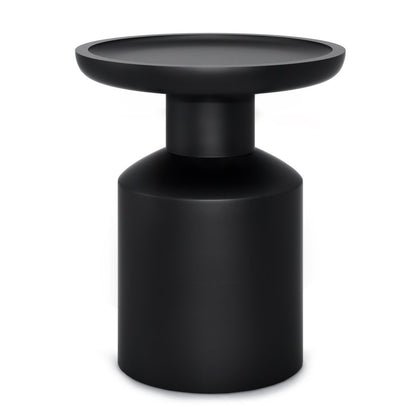 18" Black Solid Wood Round Pedestal End Table