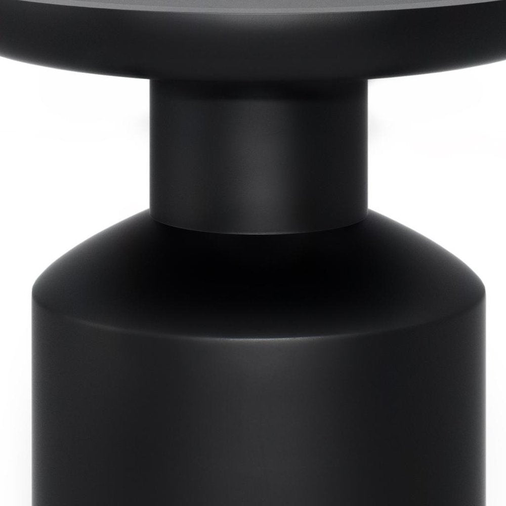 18" Black Solid Wood Round Pedestal End Table