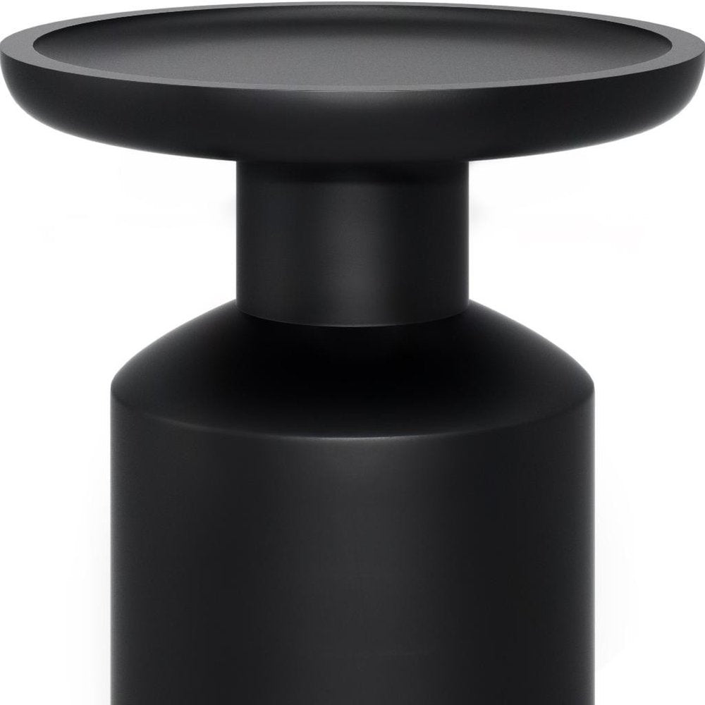 18" Black Solid Wood Round Pedestal End Table