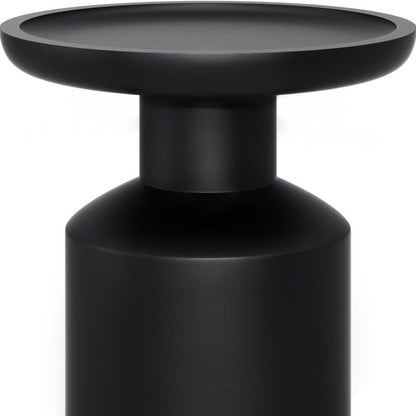 18" Black Solid Wood Round Pedestal End Table