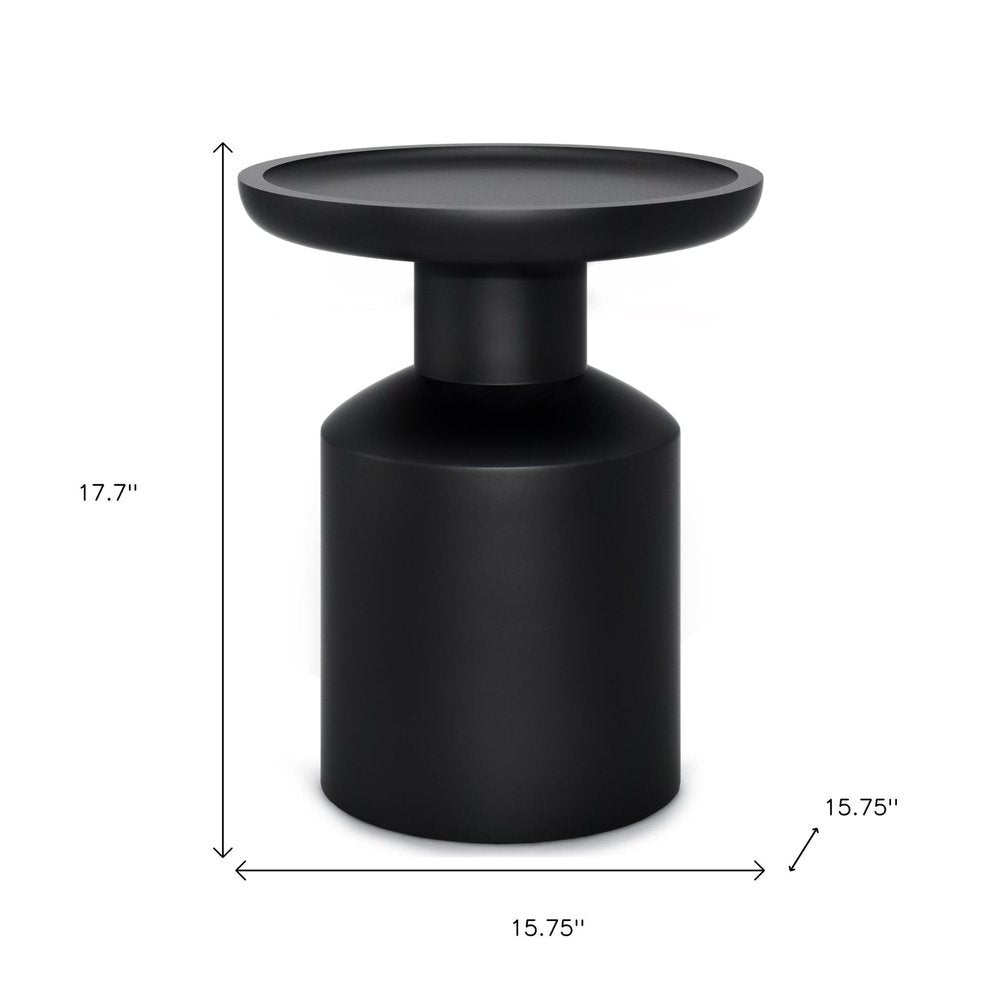 18" Black Solid Wood Round Pedestal End Table