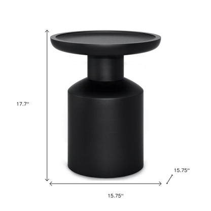 18" Black Solid Wood Round Pedestal End Table