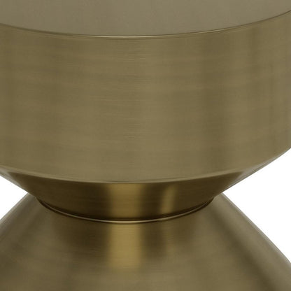 20" Brass and Black Iron Round Pedestal End Table