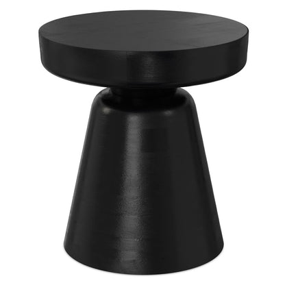 18" Black Solid Wood Round Pedestal End Table