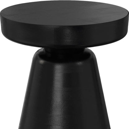 18" Black Solid Wood Round Pedestal End Table