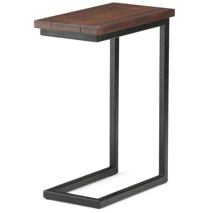 24" Brown Solid Wood and Iron End Table