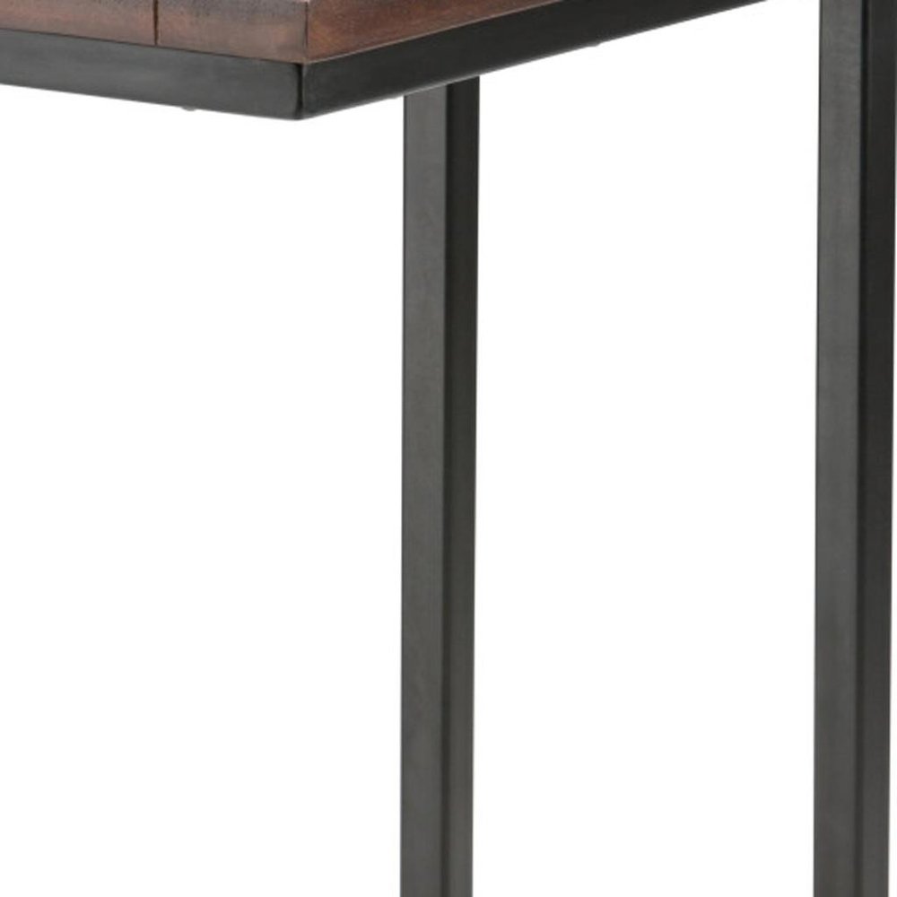 24" Brown Solid Wood and Iron End Table