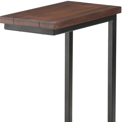 24" Brown Solid Wood and Iron End Table