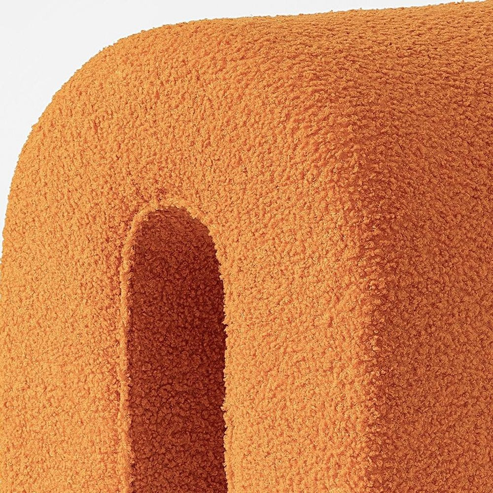 17" Orange Boucle Oval Footstool Ottoman