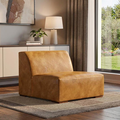 34" Sienna and Brown Leather Arm Chair