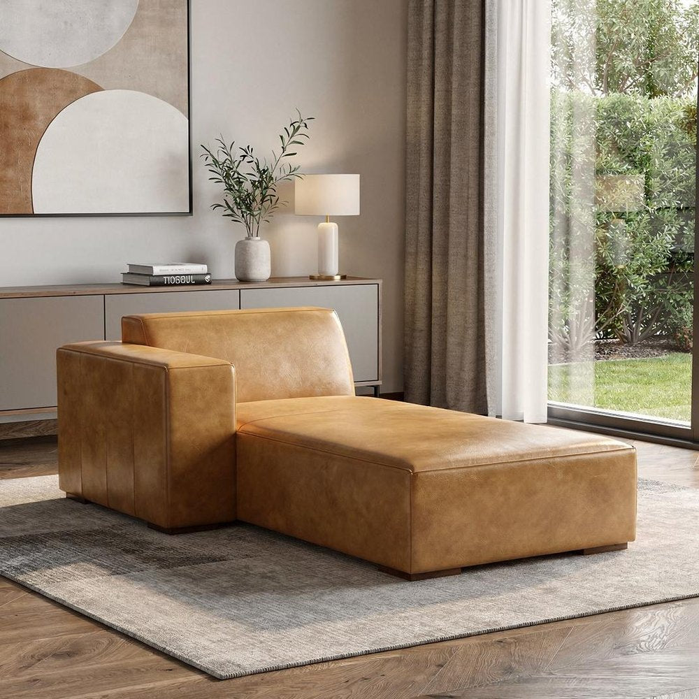 44" Sienna and Brown Leather Arm Chair