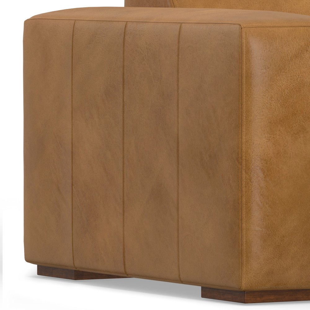 44" Sienna and Brown Leather Arm Chair