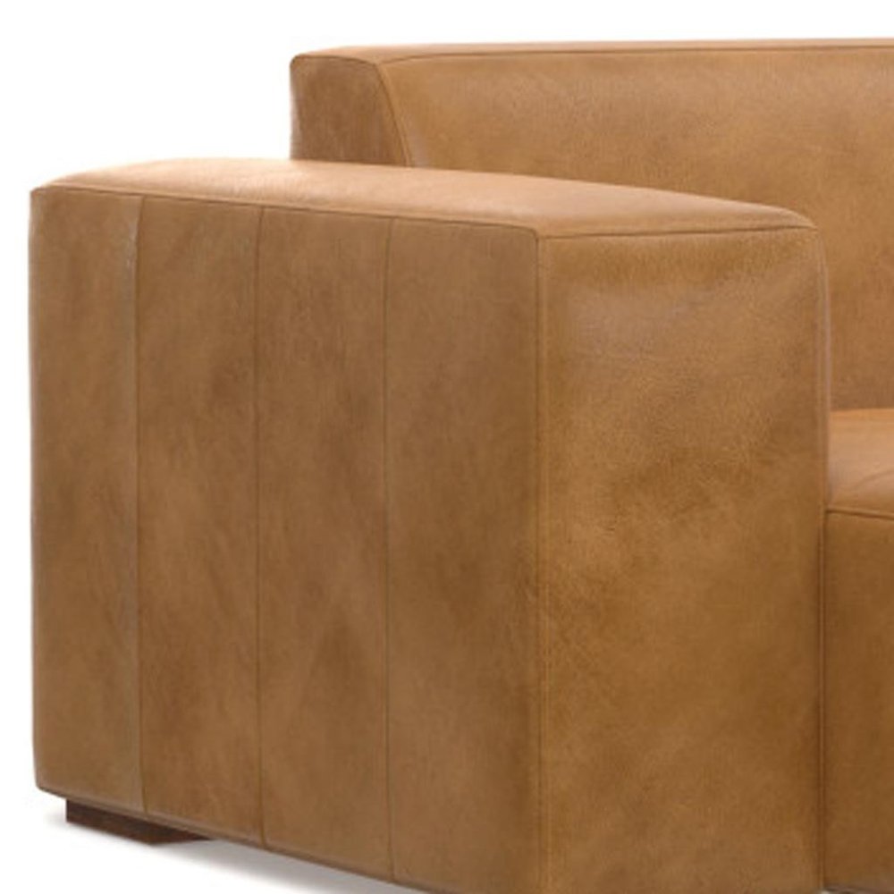 44" Sienna and Brown Leather Arm Chair