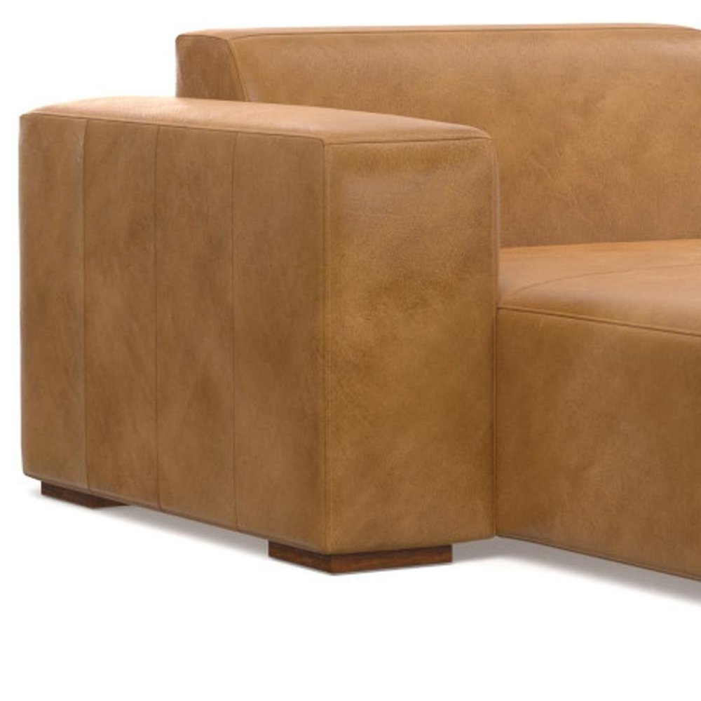 44" Sienna and Brown Leather Arm Chair