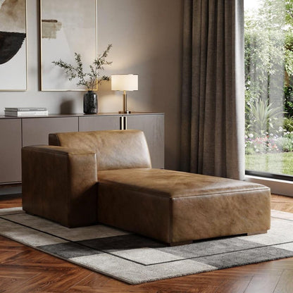 44" Brown Leather Arm Chair