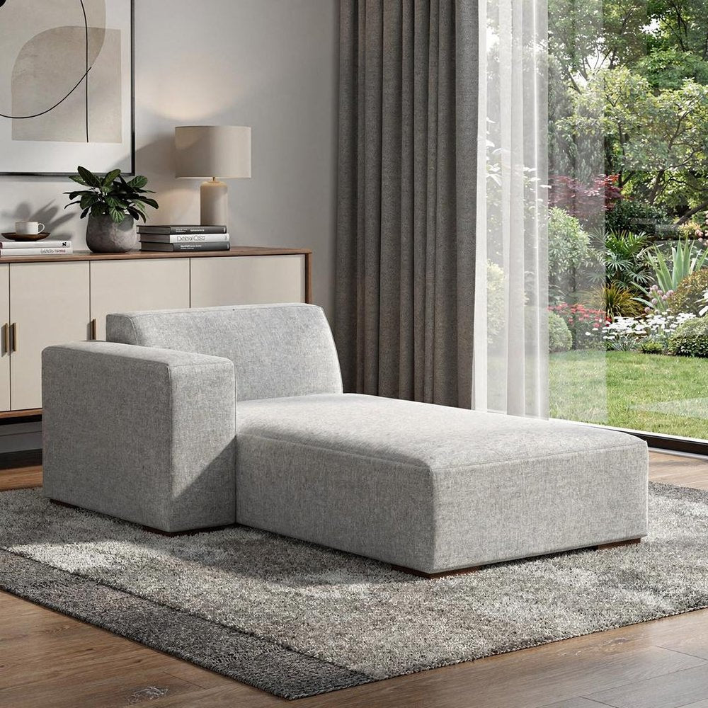 44" Gray and Brown Fabric Arm Chair