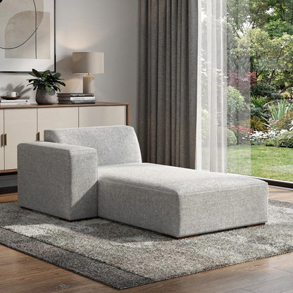 44" Gray and Brown Fabric Arm Chair