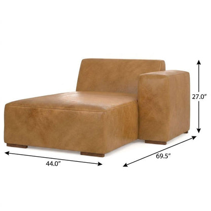 44" Sienna and Brown Leather Arm Chair