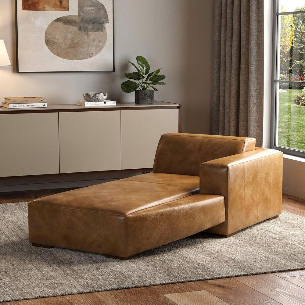 44" Sienna and Brown Leather Arm Chair