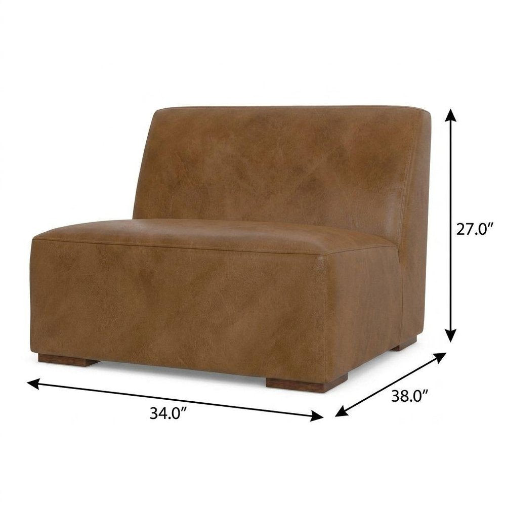 34" Brown Leather Arm Chair