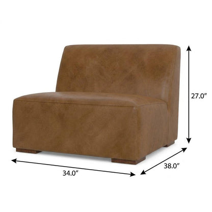34" Brown Leather Arm Chair
